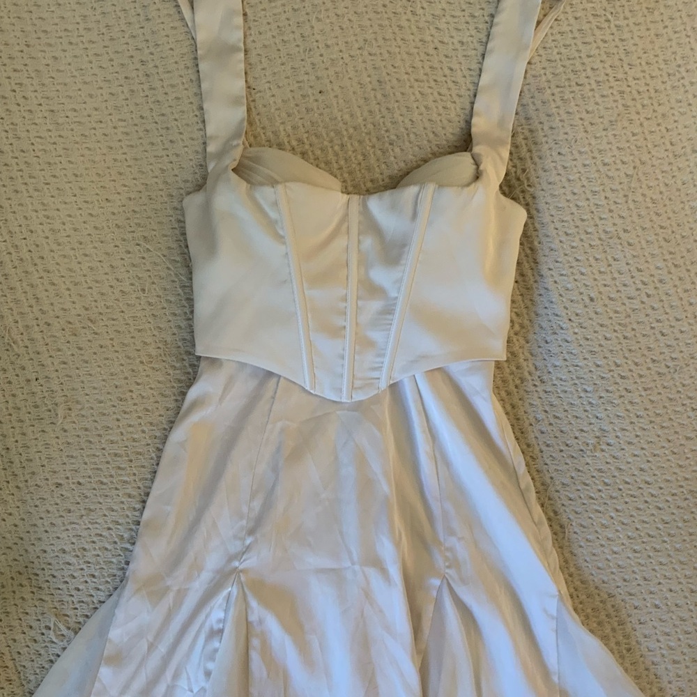 Oh Polly Delphine White Ivory Silky Corset Mini Dress Bridal NWT Size 0 - Picture 6 of 12